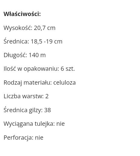 Ręczniki papierowe 100% celuloza 6x140 mb