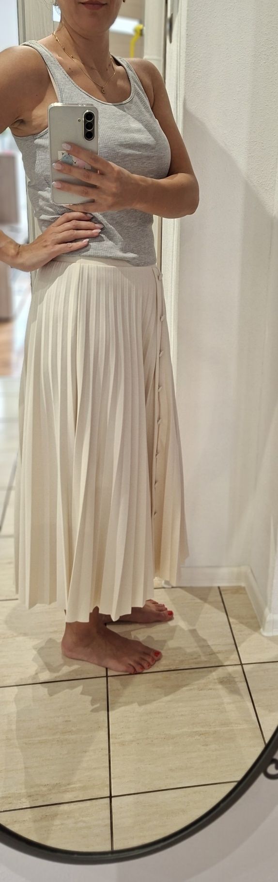 Spódnica plisowana midi Reserved r. 38 ecru