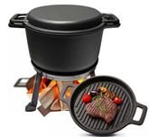 KOCIOŁEK ŻELIWNY myśliwski 3w1 z patelnią 10l garnek na ognisko grill