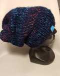 Czapka granatowa kolorowa handmade unisex Smerfetka