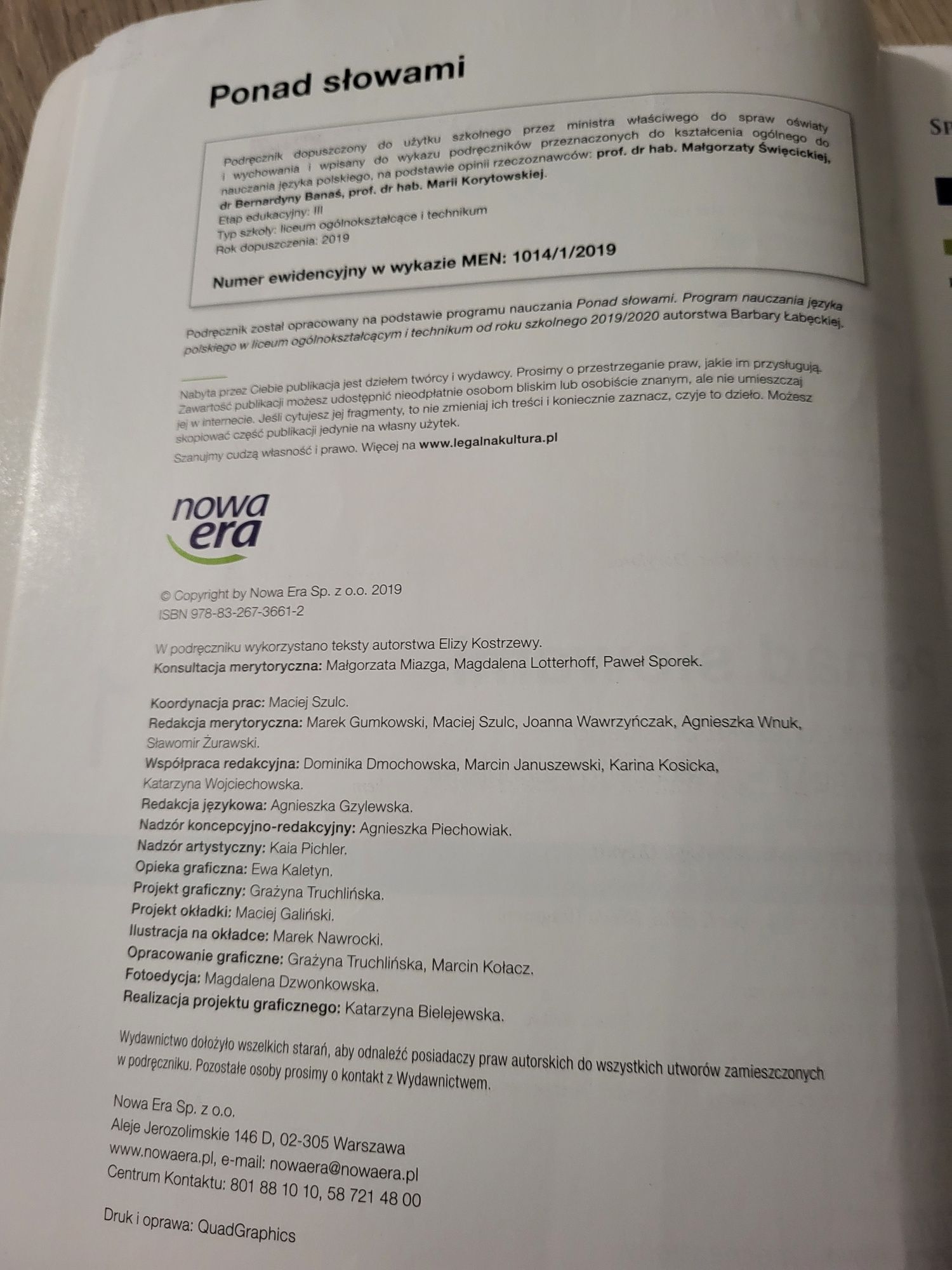Ponad słowami podręcznik do klasy 1  cz. 1 i 2