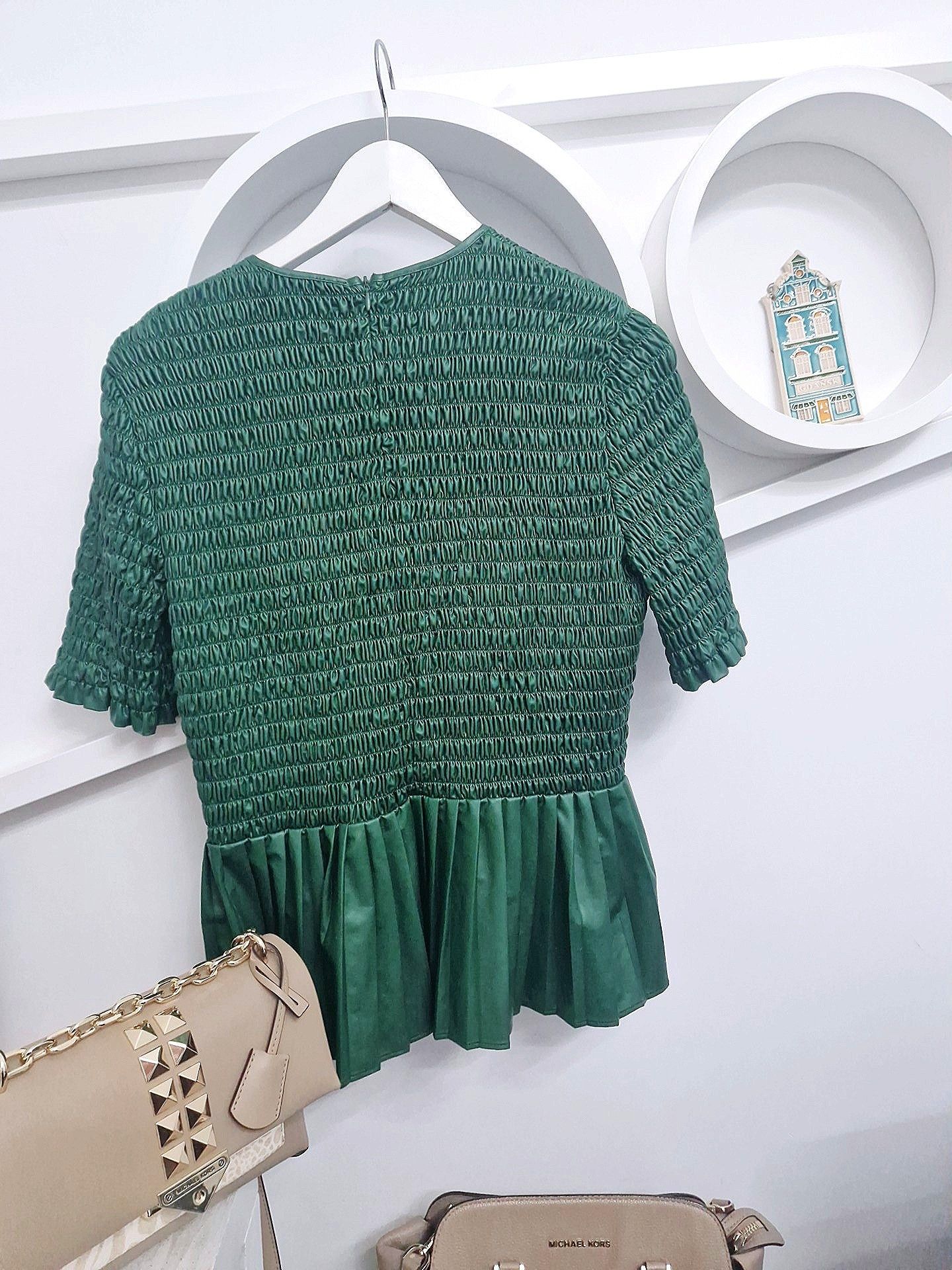Bluzka Zara eko Skóra Emerald z baskinką 40 L