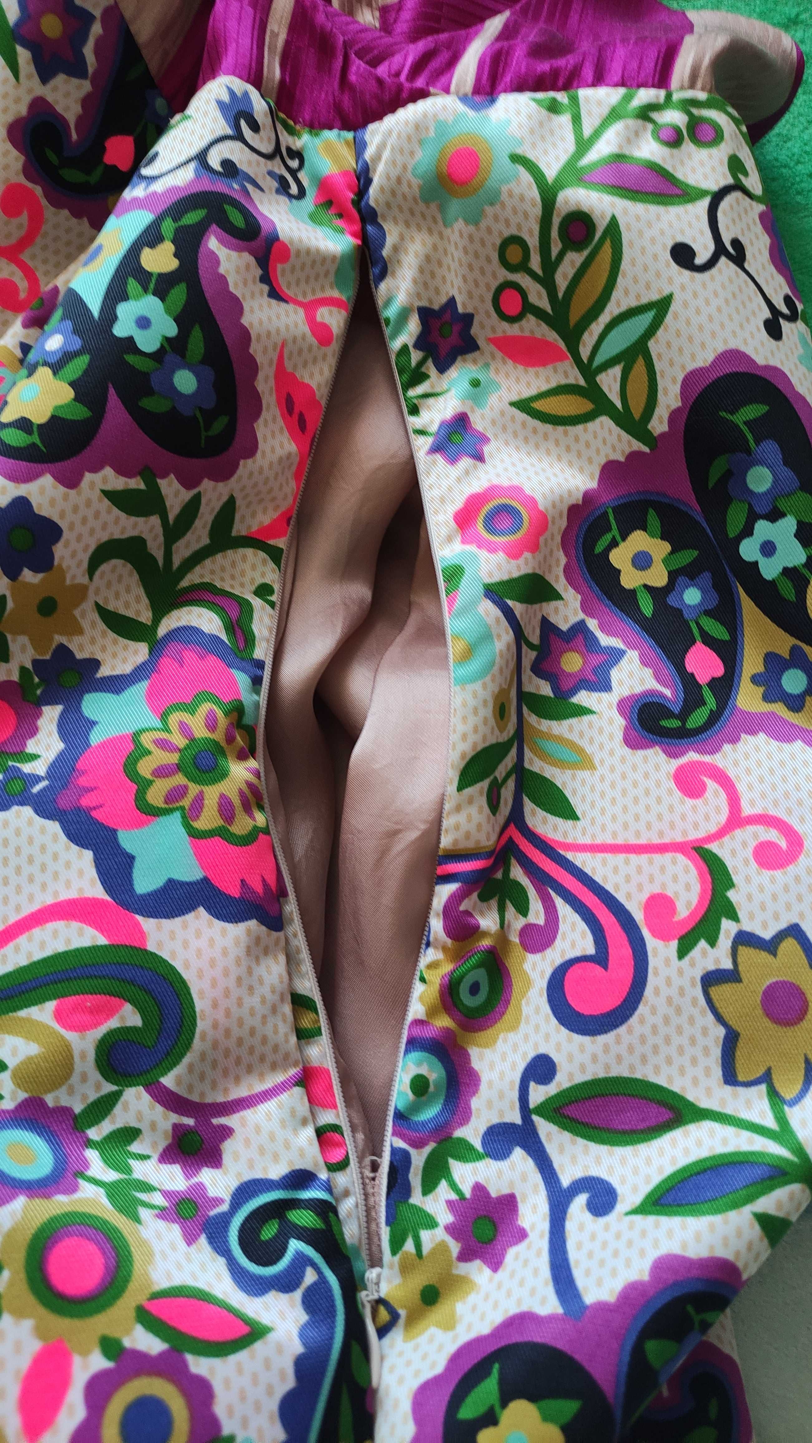 Piękna, kolorowa sukienka, rozmiar 34, By Malene Birger