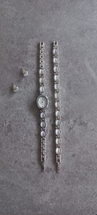 Zegarek damski DENACCI JAPAN w zestawie kolczyki i bransoletka