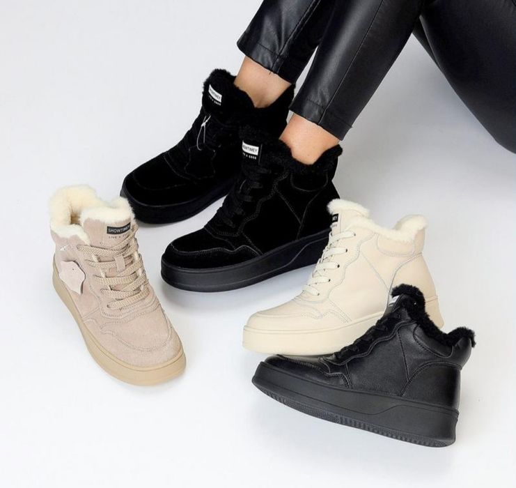 Жіночі черевики ботинки зимові замша та шкіра