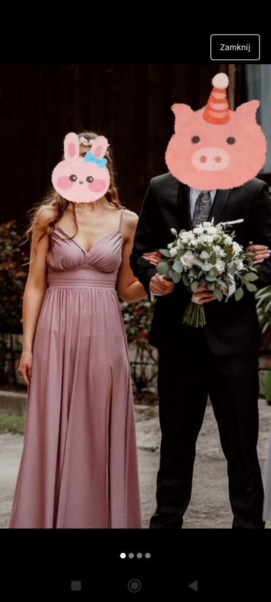 Różowa sukienka ślub wesele