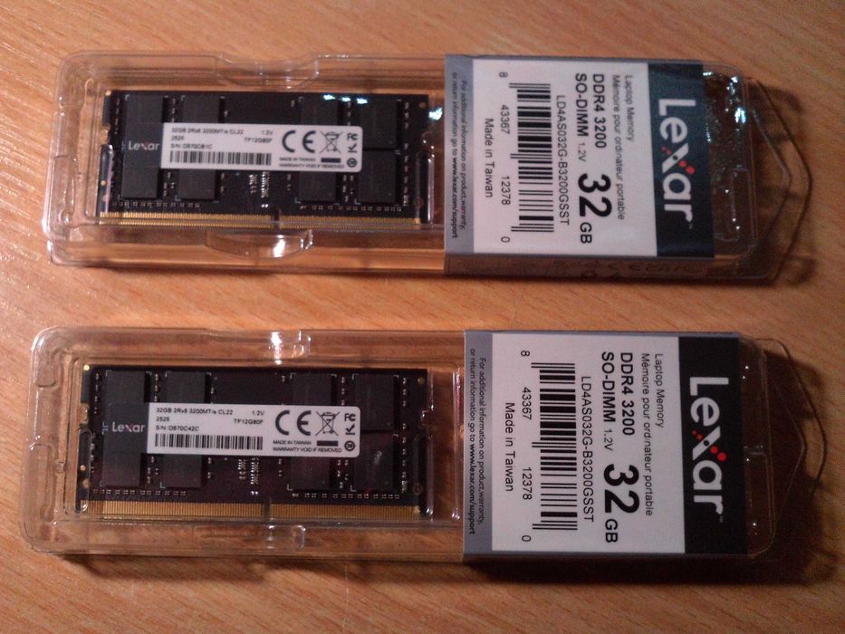Pamięć RAM 32GB DDR4 3200 Lexar do laptopa nowa mam 2 sztuki po 32GB