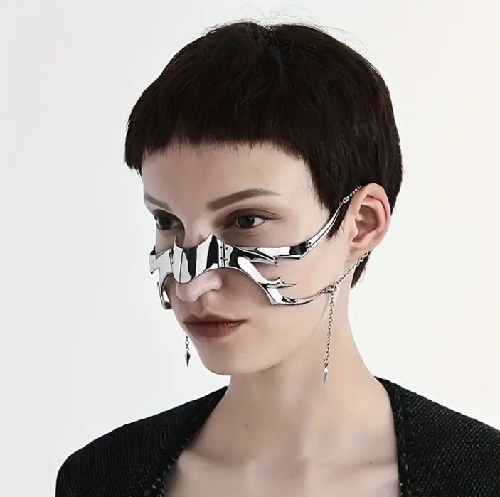 Металева декоративна маска в стилі кібепанк / фетиш / косплей