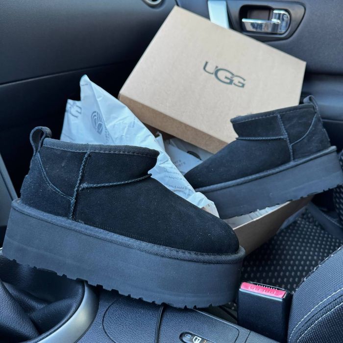Жіночі чорні уги на платформі UGG Ultra Mini Platform Black Premium