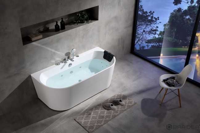 BRAIDER Wanna Przyścienna z Hydromasażem RESTIA 170 x 80 cm Biała