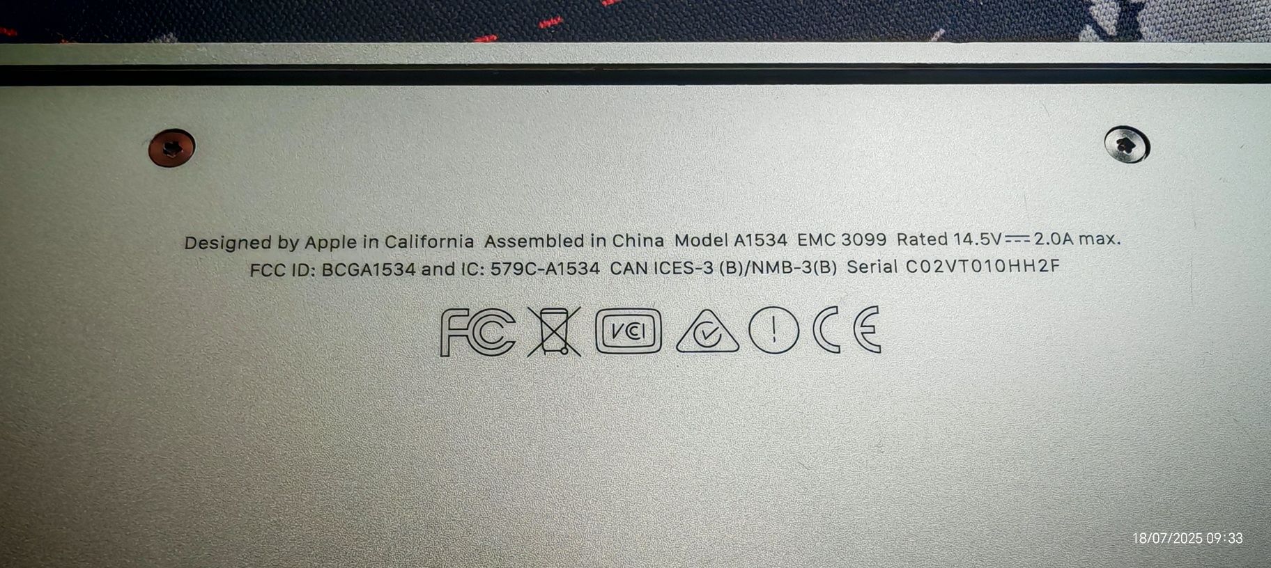 Apple Macbook AIR Retina 12" 2017 A1534 8/512