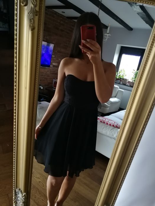 Nowa czarna sukienka bez ramiączek r. S, sukienka z tiulem