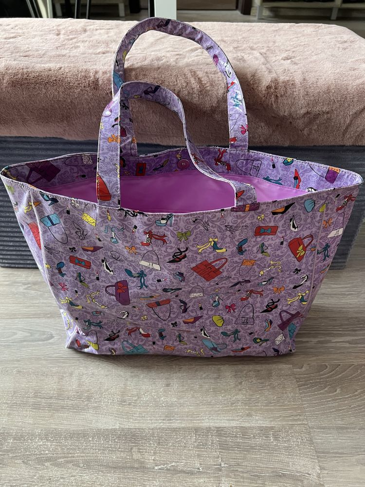 Modna Fioletowa torebka torba shopperka na zakupy
