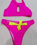 Strój kąpielowy bikini dwuczęściowy neonowy różowy seksowny śliczny
