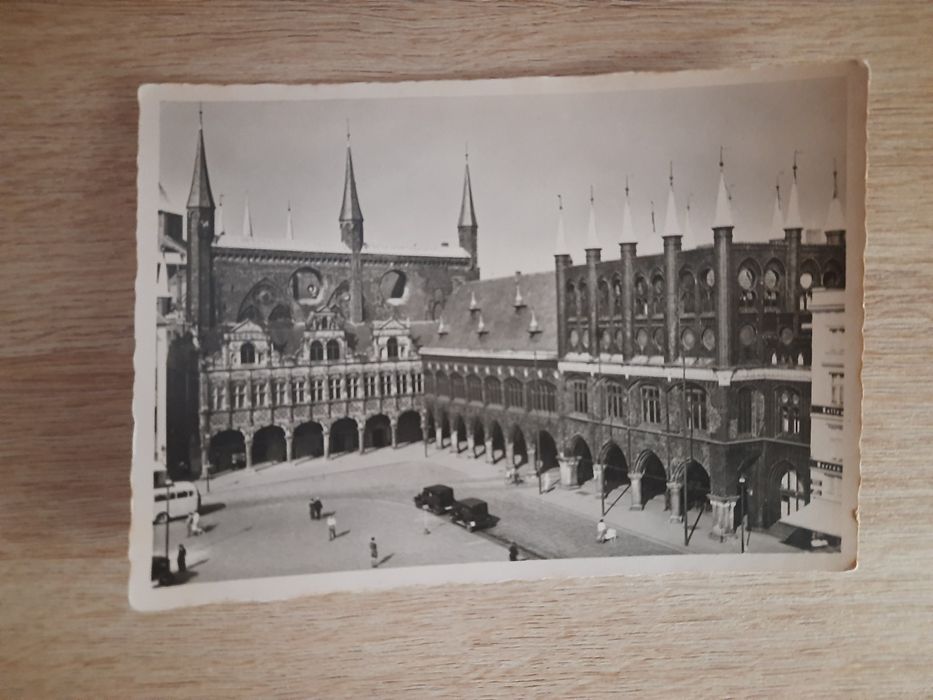 Stara pocztówka ratusz w Lubece