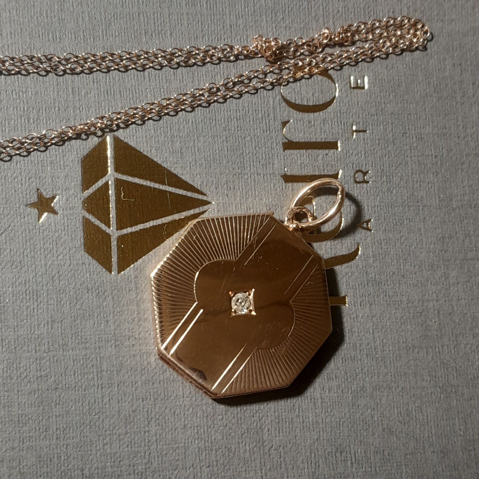 Medalion Antyk Złoto 585 Diament Wisior Certyfikat