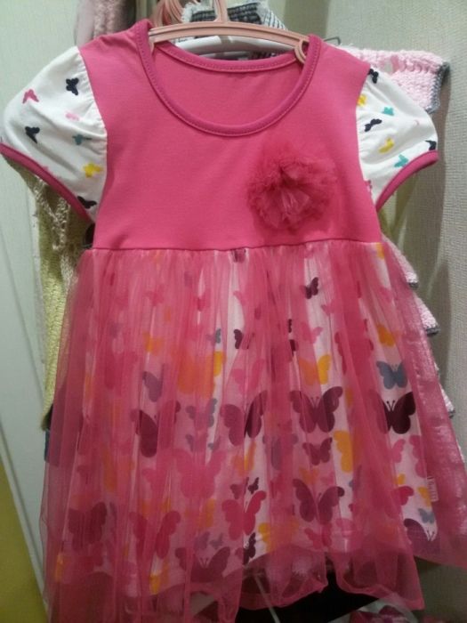 Платье хлопковое с фатином Бабочки Габби