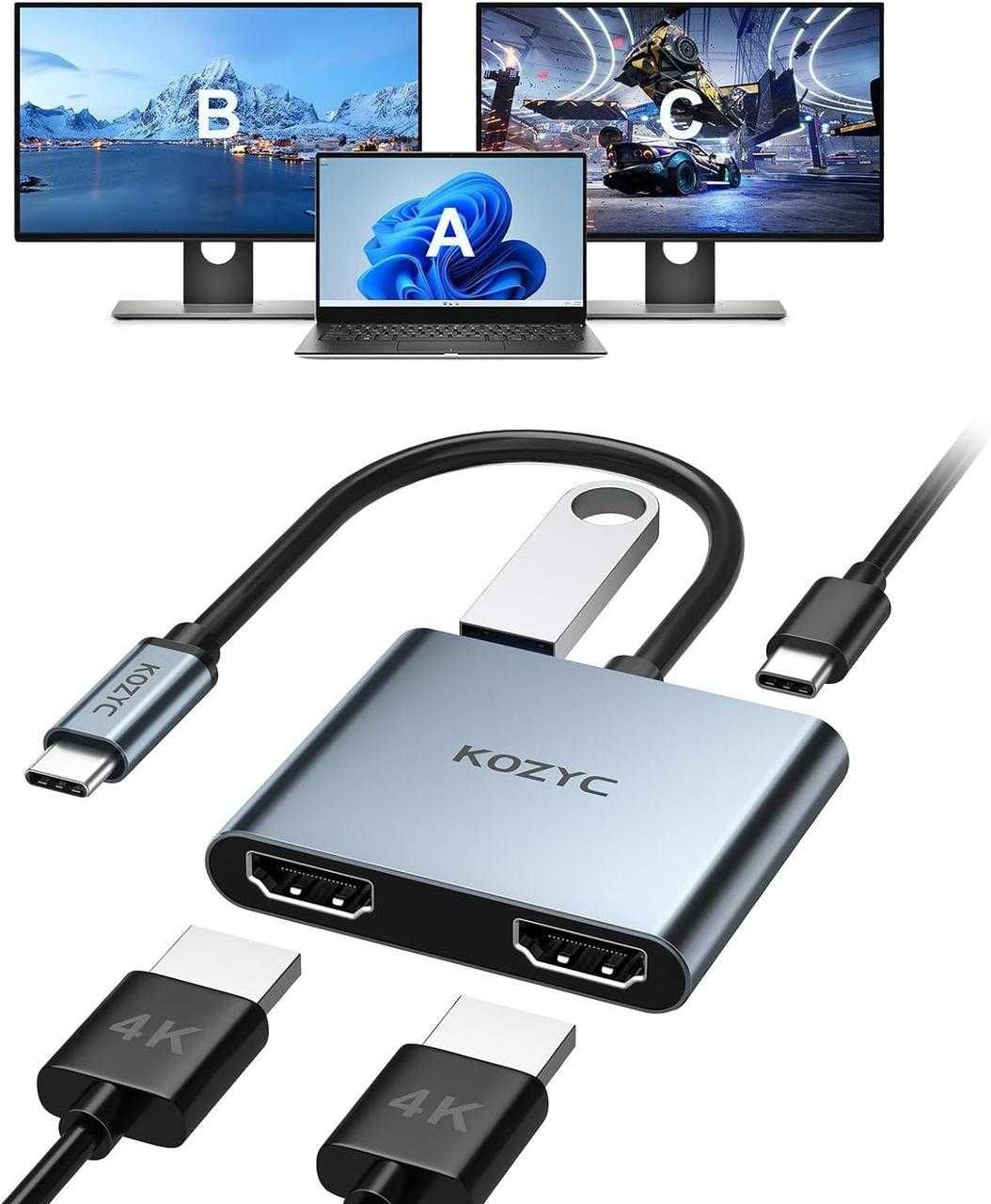 Адаптер USB C на подвійний HDMI з USB, Amazon, Німеччина