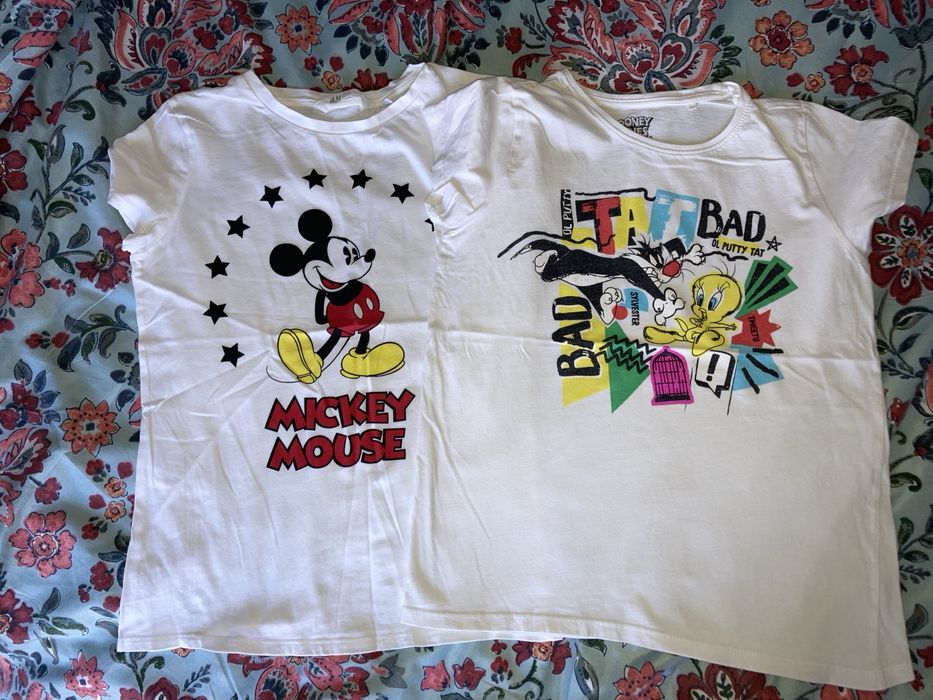 Zestaw 2 bluzeczek koszulek, Mickey i Tweety, H&M 158 164