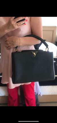 Mala tipo Louis Vuitton Preta em pele