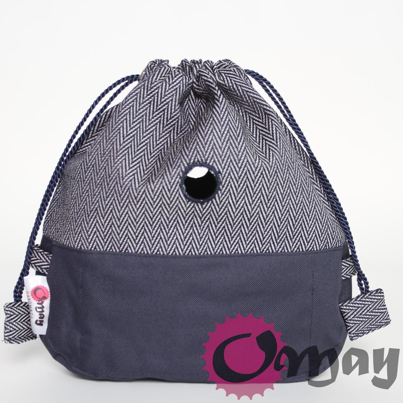 Granatowy organizer OBAG MOON LIGHT worek jodełka 2 kieszenie OMAY