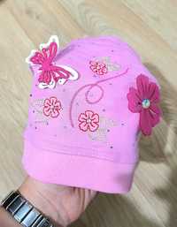 Шапка шапочка на для девочки деми весна осень стразы бабочка цветочки