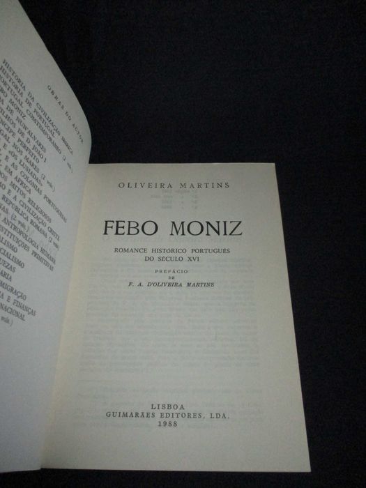 Livro Febo Moniz Oliveira Martins