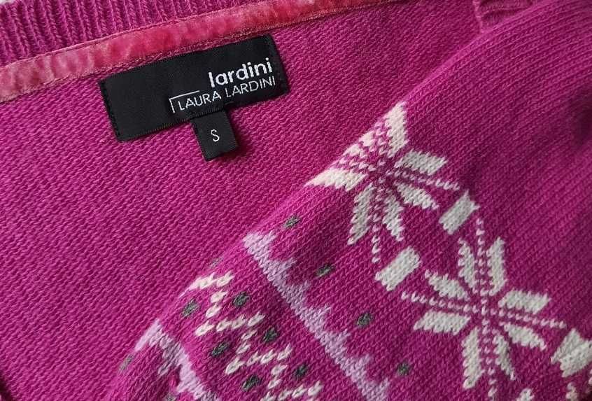 80% Wełna Lardini fuksja wzory cudny różowy sweter wełniany róż S
