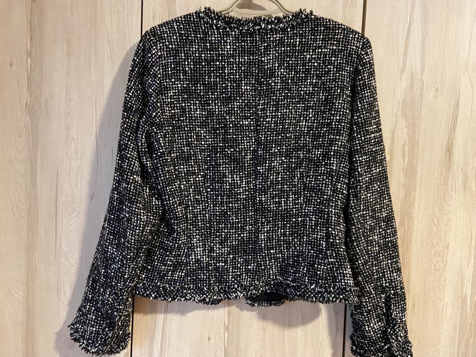 Turnover r 42 damskii żakiet czarny z biała nitką elegancki Vintage we