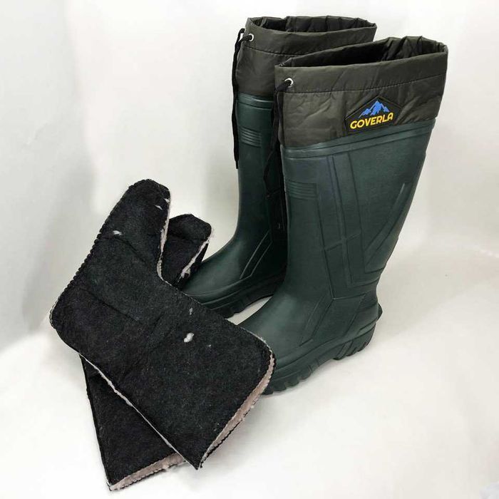 Якісні утеплені гумові чоботи високі.резинові сапоги утеплені чоловічі