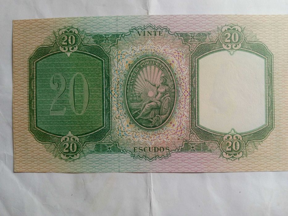 Nota 20 escudos Republica Portuguesa 1959.