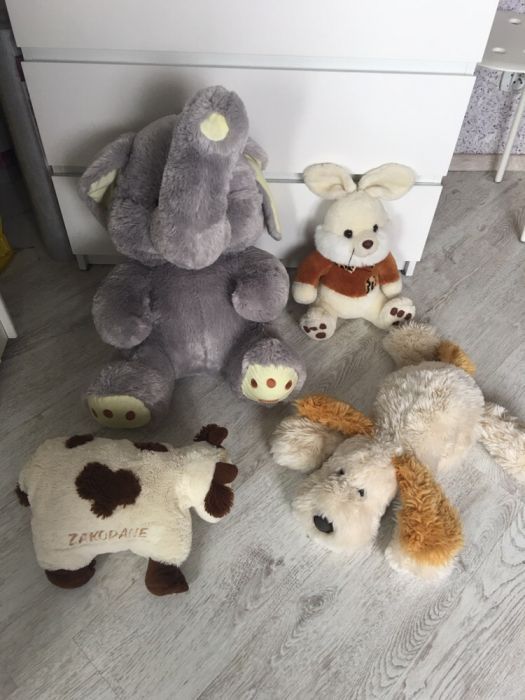 Zestaw pluszaków słoń zajączek krówka - poduszka piesek przytulanka