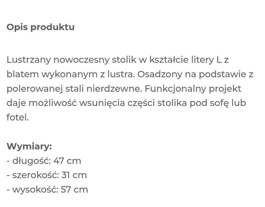 Lustrzany stolik, nocny, pomocnik