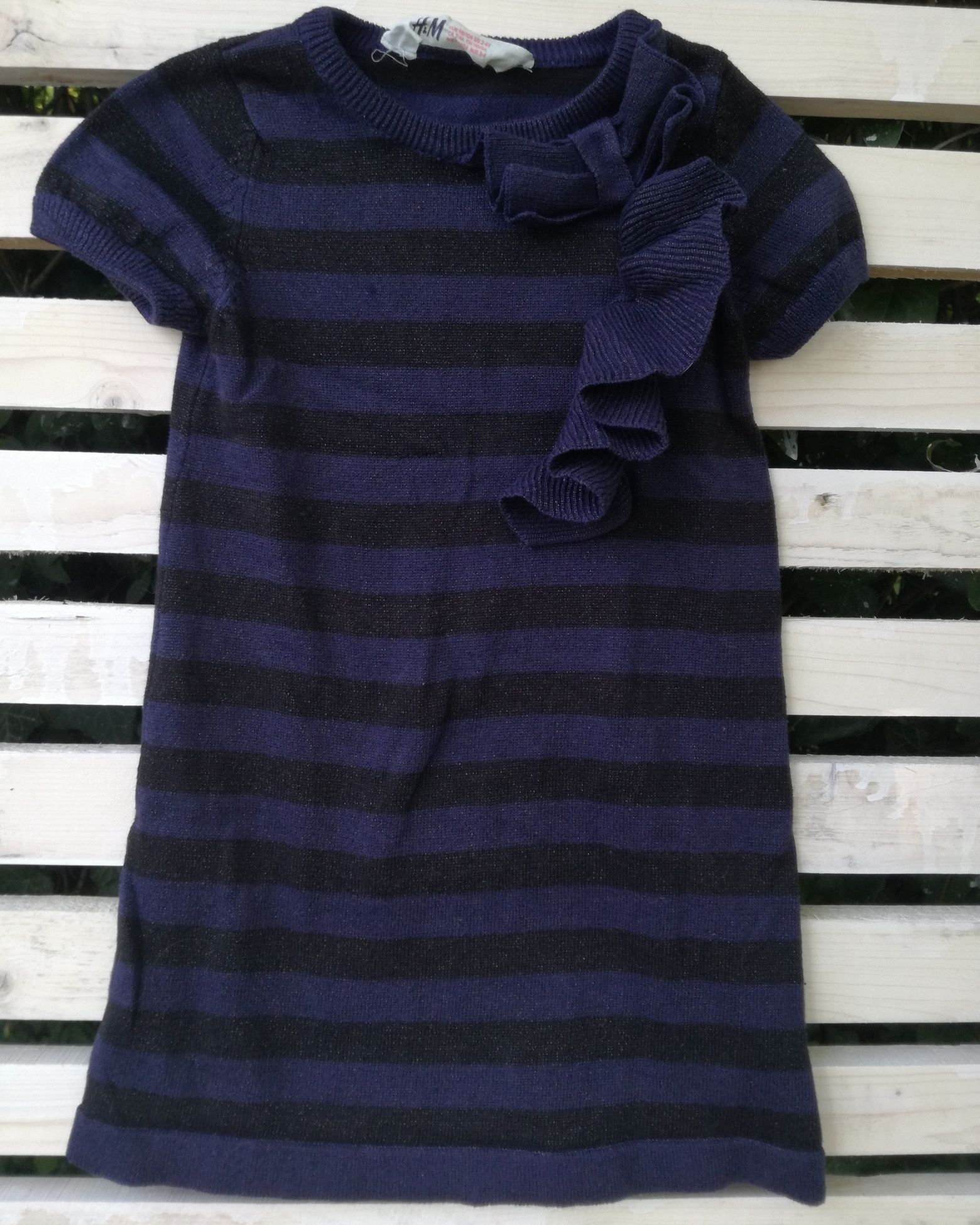 Elegancka sukienka z falbanką w paski H&M 2-4lata