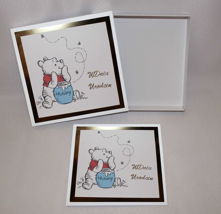 Karteczka kartka w pudełku dla dzieci Kubuś Puchatek miś