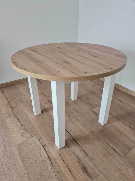 Stół okrągły 100 + 4 x krzesło Krzyżak Artisan/ biały