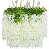 Sztuczne Kwiaty Girlanda Wisteria Bluszcz Dekoracja Kwiatowa Białe