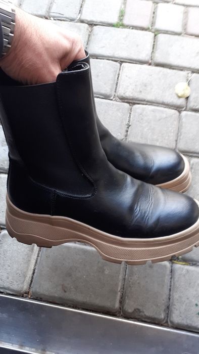 Черные ботинки челси H&Mна толстой подошве38р.Кожа..