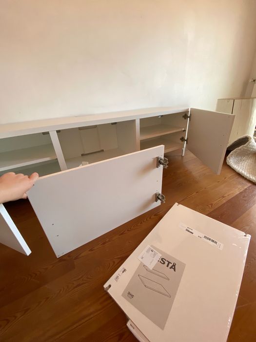 IKEA Besta - Armário TV, branco c/ pés metálicos, 180x42x38cm