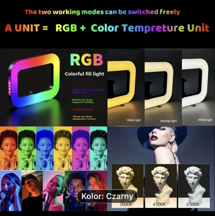 Lampa do transmisji RGB pod telefon