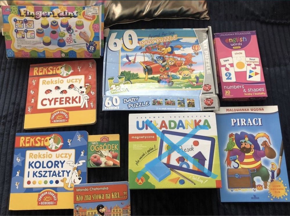 Zestaw gier układenek edukacyjnych puzzle książeczki