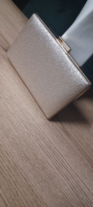 Przepiękna brokatowo złota torebka kopertówka na wesele nowa