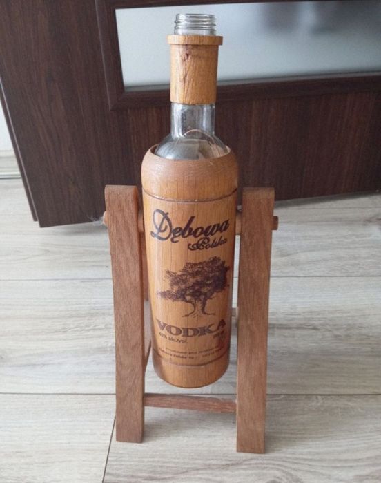 Butelka ze stojakiem wódka dębowa z prl-u