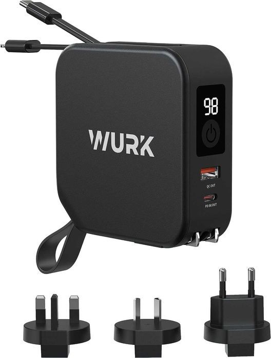 Wurk 5w1 Powerbank – bezprzewodowa ładowarka – wtyczka podróżna