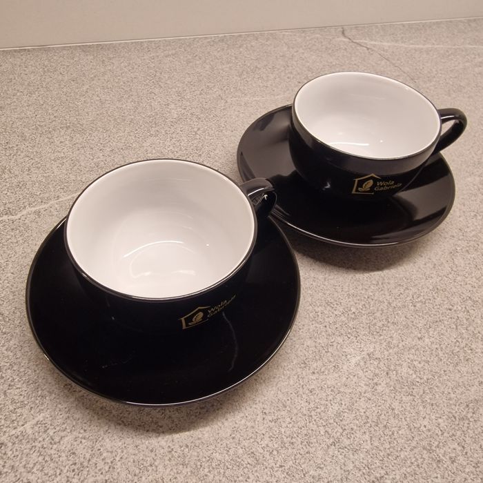 Dwie filiżanki ceramiczne do kawy - czarne, nowe