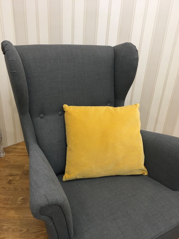 Крісло IKEA Strandmon сіре кресло англійське класичне