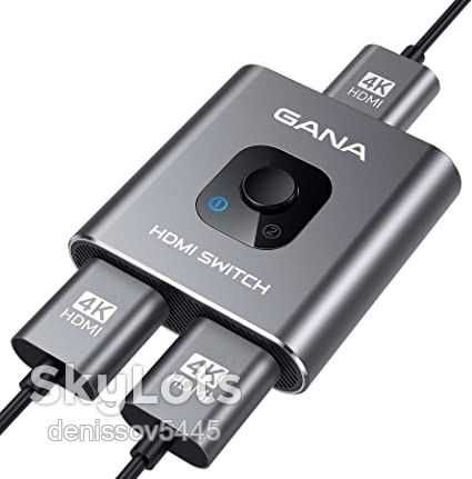 алюминиевый двунаправленный переключатель HDMI GANA 2-в-1