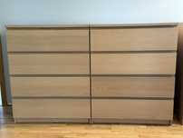 2 komody Ikea Malm okleina dębowa 4 szuflady