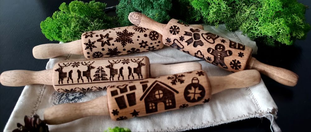 Zestaw 4 Małych, Głębokich Wałków do Ciasta – Świąteczny Prezent!