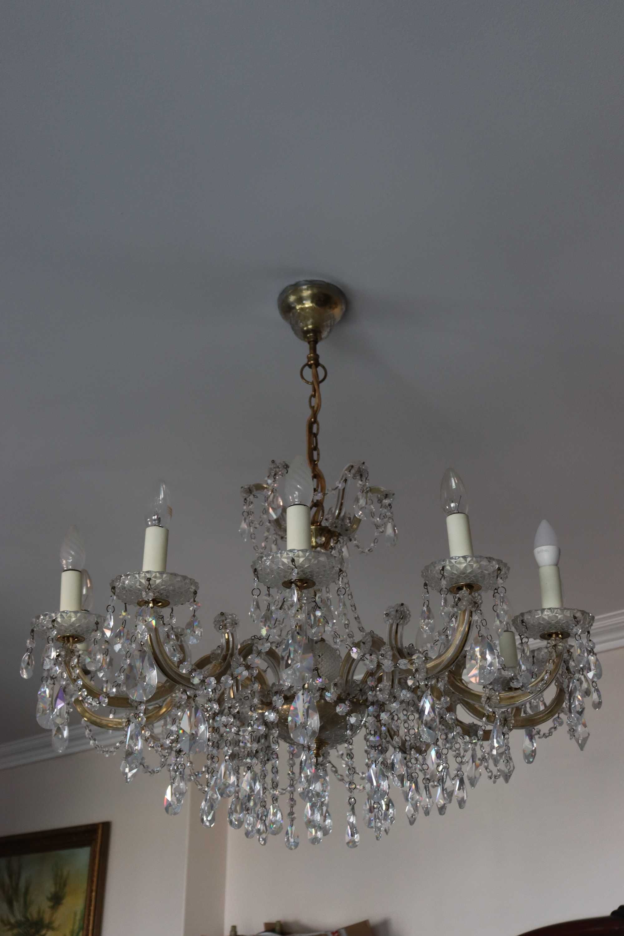1 Lustre Clássico, Pendentes Estilo Cristal – 8 Braços